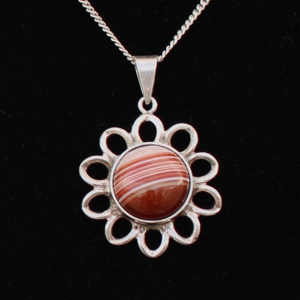 Victor Janson silver & cabochon cut agate gemstone pendant Sweden