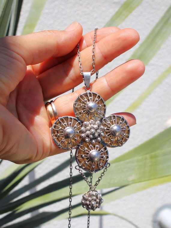 Old Swedish Folklore Filigree Pendant by Gabriel Dahlberg Lund Sweden Scandinavian Folk jewelry