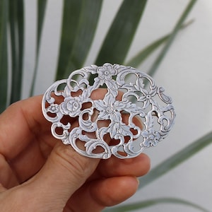 Old Dutch oppen work floral silver brooch Netherlands