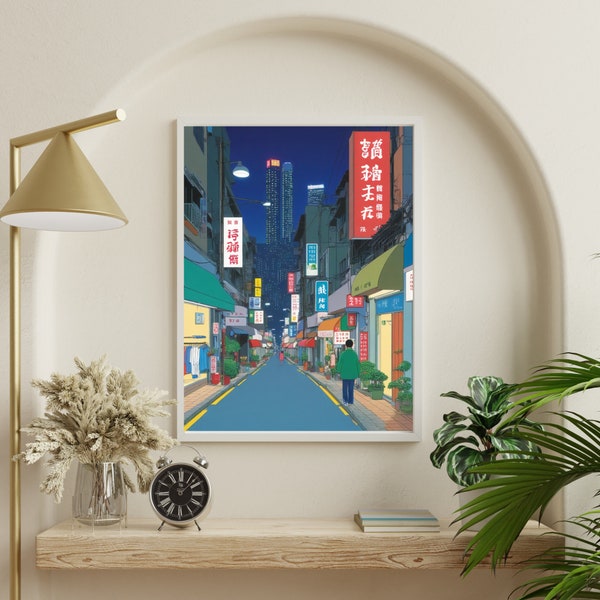 Evening Walk in Taipei Taiwan Digital Art - Colorful Urban Street Scene Poster