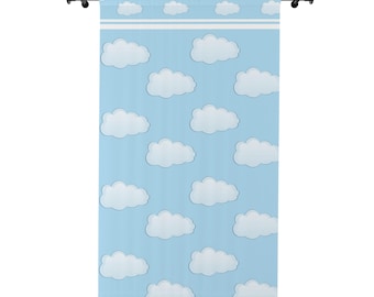 Sky Clouds Window Curtains, Kids Room Blackout Curtains, Kids Room Decor, Nursery Decor