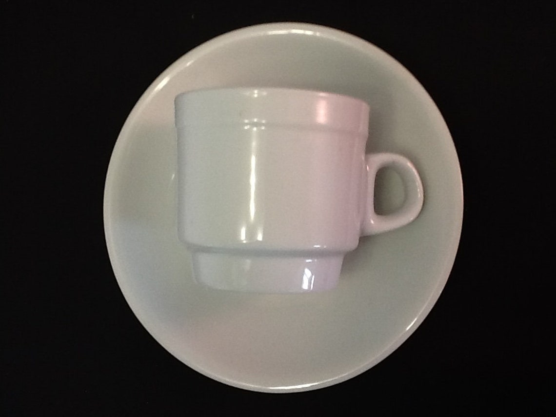 12 Pc White Espresso Cup Set 2.5 Oz Cups 6 Cups 6 Saucers CH9 Porcelain ...