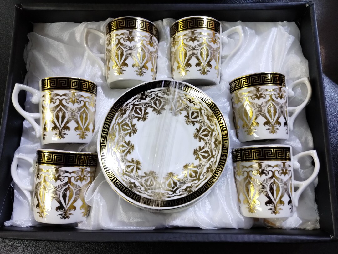 Espresso Coffee Cup Saucer Set 3 Oz Cups 12 Pc Set 6 Cups 6 Saucers ...
