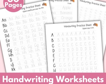 Handwriting Practice Sheets, Printable Handwriting Worksheets, Alphabet ...