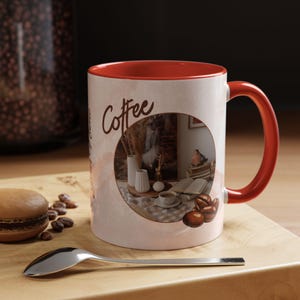 Personalized Accent Coffee Mug (11, 15oz) with Name - Customizable Ceramic Cup, Gift for Coffee Lovers, Colorful Inside Design, Unique