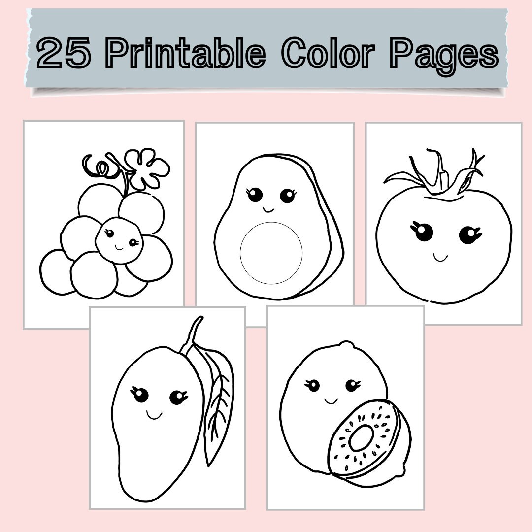 25 Printable Coloring Pages of Fruit Etsy 25 Printable Coloring Pages of Fruit Etsy