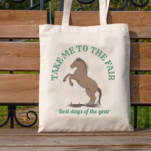 HORSE LOVER TOTE Bag County Fair Horse Bag Cotton Canvas Bag For Equine Lover Horse Show Bag For For Trainers & Riding Instructors