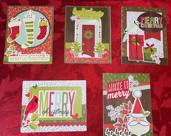 Pack of 5 Beautiful Handmade Christmas Cards