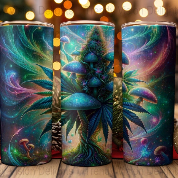 Trippy Mushroom Vibes 20ozs Skinny tumbler Wrap designs Sublimation, Tumbler PNG Instant Digital Download Straight & Tapered
