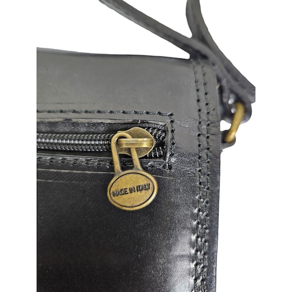 VTG Black Leather Crossbody Bag Made in Florence … - image 4