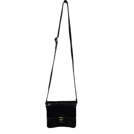 VTG Black Leather Crossbody Bag Made in Florence … - image 6