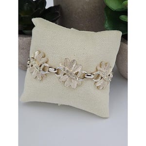 Bracciale vintage Sarah Coventry con pannello da 7&quot; in strass trasparenti color oro chiaro