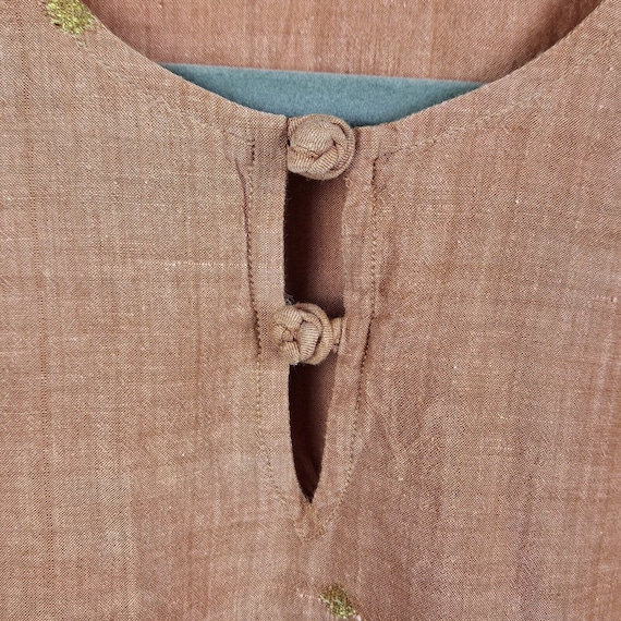 Fabindia Orange Cotton Tunic Dress Side Slits Emb… - image 9
