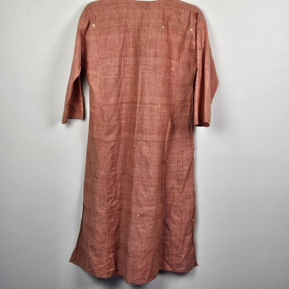 Fabindia Orange Cotton Tunic Dress Side Slits Emb… - image 7