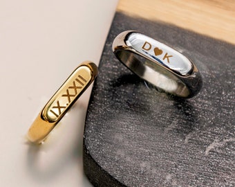 Gegraveerde ringen - sierlijke gouden ring - naamringen - aangepaste ringen aan beide zijden graveerbaar - gepersonaliseerde ring kerstcadeaus voor haar