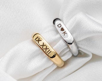 Anillos de promesa personalizados para él y ella, banda de anillo de acero inoxidable con grabado personalizado, joyería grabada personalizada