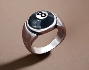 Silber 8 Ball Ring, 8 Ball Pool-Ball Ring, Snooker Pool Silber Ring, acht Ball Ring, Pool-Ball Ring, klobiger Ring, Unisex Ring, Geschenke