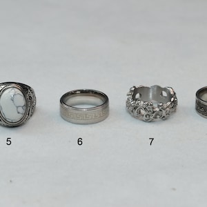 Mens Silver Stainless Steel Rings Signet Rings Rings for men Set of rings Silver Flower Jewellery Unisex Spinning Eye Rings image 5