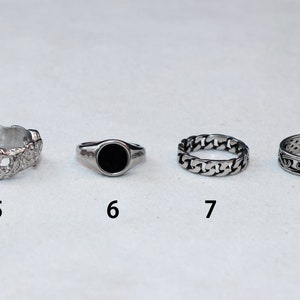 Herenzegelringen Zilveren zilveren ringen voor heren Set ringen Zilveren streetwear sieraden Unisex ringen Abalone Shell Onyx afbeelding 4