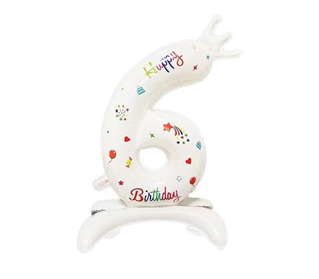 Number Birthday Balloon Large White Number 6 Party Decorations Etsy