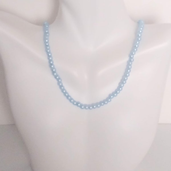 Dainty Light Blue Glass Pearl Bead Choker | Pearl Choker | Minimalist Necklace | Bridal Pearl Choker | Bridal Necklace