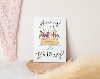 Happy Birthday - cake card - birthday card