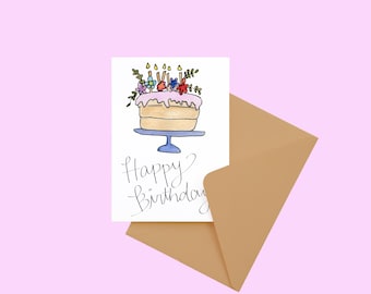 Sketchy Print Co 'Happy Cake Day' Karte – Geburtstagskarte Mit Regenbogenkuchen-Design, Innen Leer