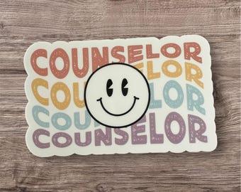 Counselor Smiley Sticker | School Counseling Sticker | Mental Health Counselor Sticker