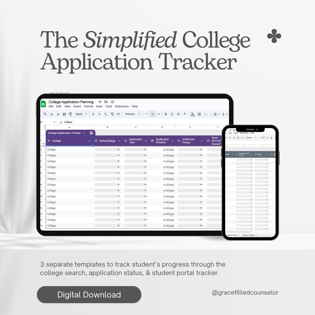 The Simplified College Application Tracker | Google Sheets College ...