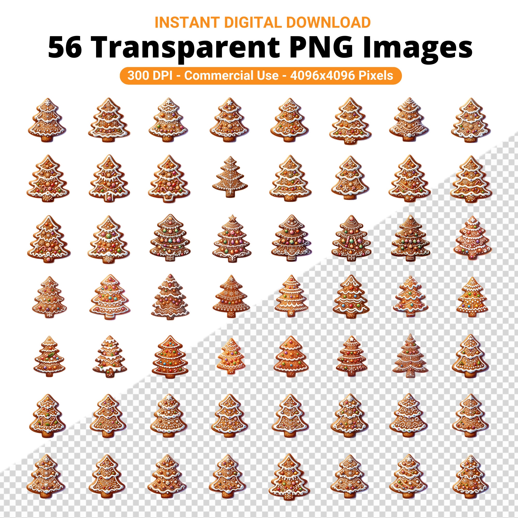 Gingerbread Xmas Tree Clipart Bundle, Gingerbread Cuteness, Gingerbread ...