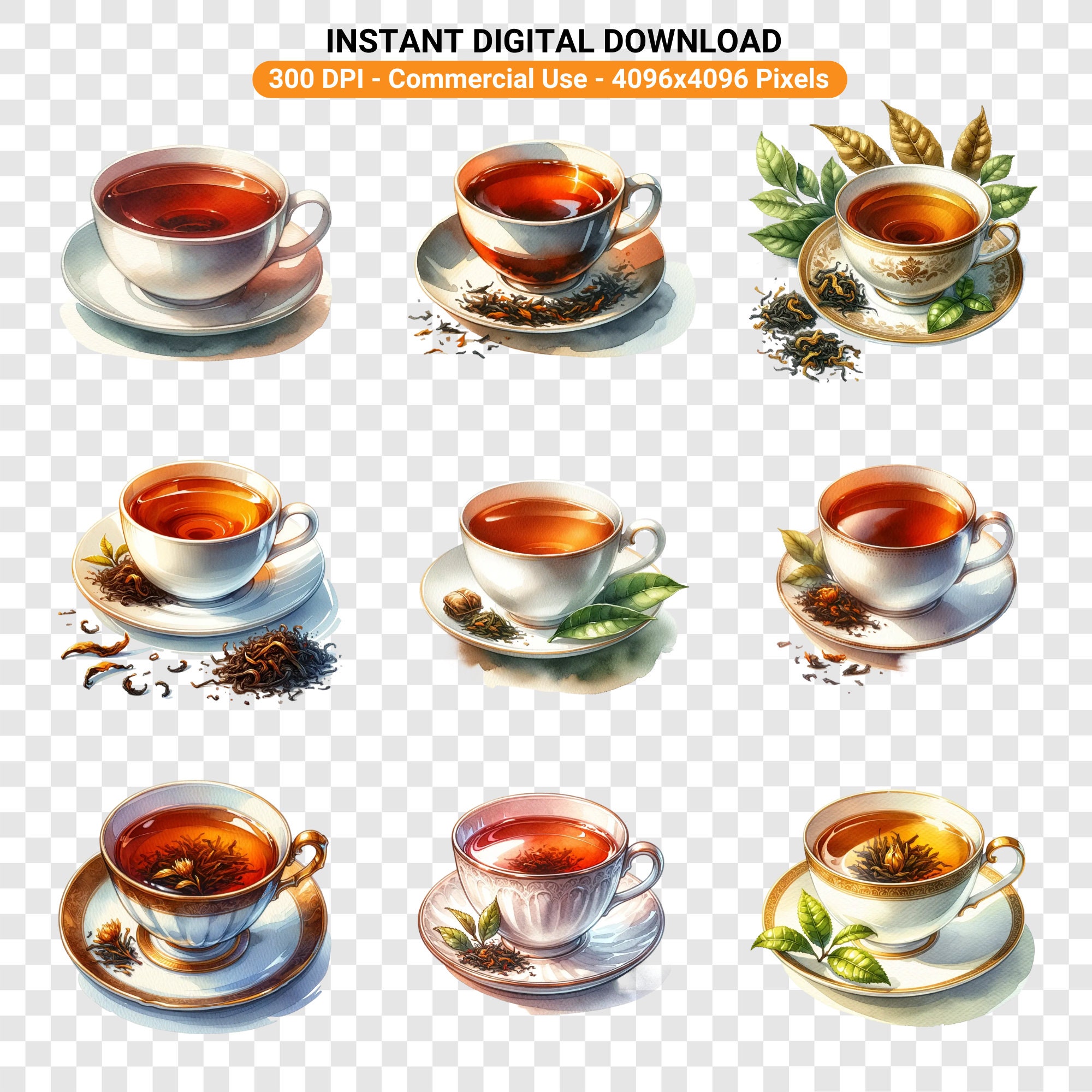 Assam Tea Clipart Bundle, Set of 61, Assam Tea PNG, Assam Tea Cuteness ...