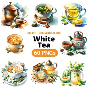 White Tea Clipart Bundle, Set of 60, White Tea PNG, White Tea Cuteness, White Tea Artful, White Tea Lovely, Tea Artful, Tea Lovely, 300 DPI