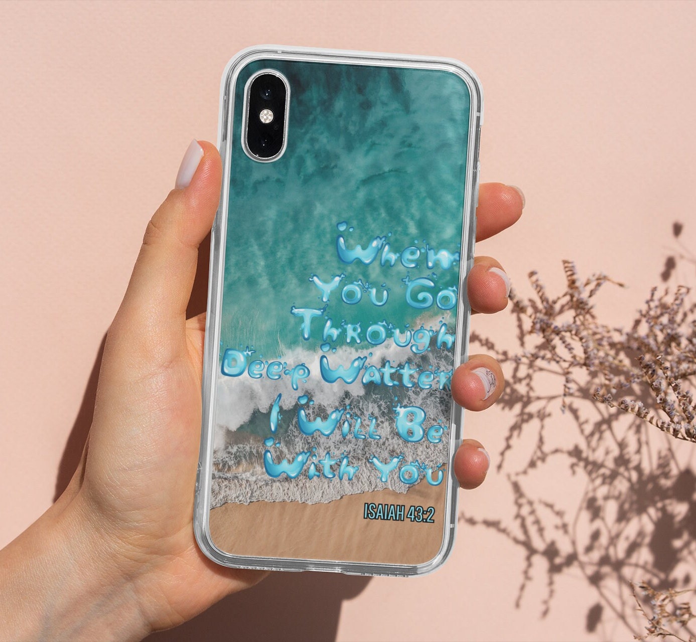 Christian Phone Case "when You Go Through Deep Water", Ocean Waves,  Scripture Art, Durable Phone Protection, Spiritual Gift Accessories - Etsy