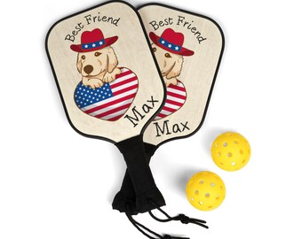 Personalized Pickleball Paddle Set: Western Dog Lover Gift