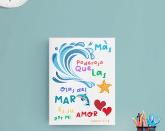 Salmos 93:4 Printable Wall Art for Kids Room | Inspirational Christian Decor | Instant Download | Playroom & Nursery Decor, Gift to children