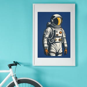 Astronaut Art wall art Print Outer space print Astronaut artwork download Modern home decor printable Blue background Instant Download gift