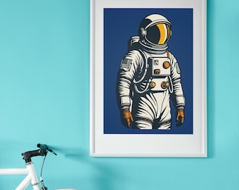 Impressão de arte de astronauta: decoração com tema espacial moderno (download digital)