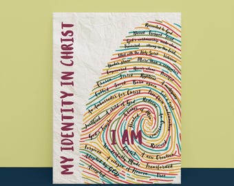 Identity in Christ Thumbprint Art, daily Affirmation Print, exclusive design, wall hanging, scripture study, modern Christian art