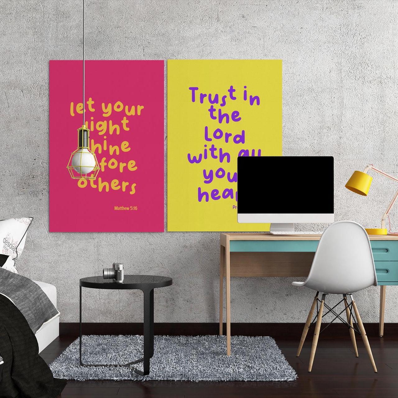 Kids Bible Verse Wall Art, Christian Classroom Decor Printable, Hanging ...