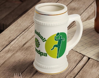 Taza de Pickleball, taza personalizada para abuelo, regalo para abuelo, taza de cerveza de cerámica, jarra de cerveza hecha a mano de Pickleball, regalo para el Día del Padre para compañeros de Pickleball