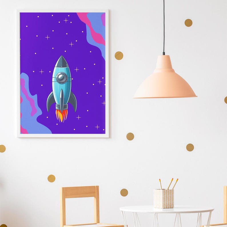 Space Rocket Print, Space Shuttle Poster, Spaceship Wall Art, Space Art