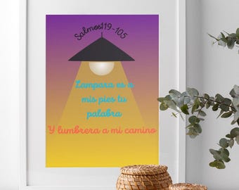 Christian Spanish quotes Digital Download, Salmos 119 Printable Spanish bible verse Wall art gift for Christians wall hanging Print, decor!