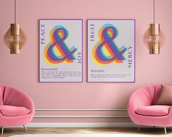 Modern Christian Wall Art Set: Bible Verse Prints (Digital Download Set of 6 Posters)