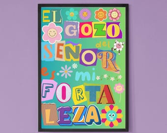 Arte imprimible para habitación infantil con versículos bíblicos en español, decoración cristiana inspiradora para sala de juegos, decoración cristiana para guardería, arte de pared, cita bíblica, regalo