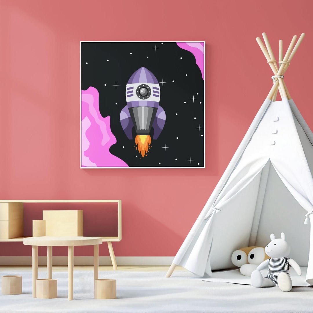 Rocket Ship Nursery Art Space-themed Kids Room Decor Printable, Outer ...