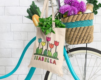 Customized Name Tote Bag Floral Tote Bag Personalized Name Bag Custom Name Tote Bag Custom Gift Bridesmaids Bag Gift Tote Shopper Women Bag