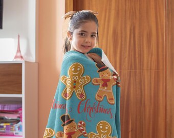 Blaue Lebkuchen Weihnachtsdecke: Plüsch Winter Dekor