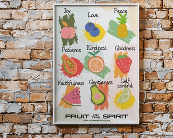 Lámina artística Fruto del Espíritu, letrero de estilo campestre, póster cristiano retro, adorno de pared, amor, gozo, paz, Gálatas 5:22:23