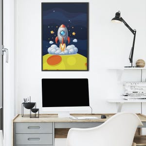 Retro rocket Wall Print, Retro Wall Decor, Large Printable Art, Downloadable Prints, Digital Wall Print, space kids rooms, nursery decors!