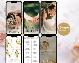 Invitación de boda en vídeo animado, detalles para confirmar asistencia (plantilla de Canva)